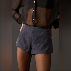 By Anthropologie suede leather navy blue shorts new with tags